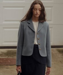 Virgin wool classic tailored jacket_Dust blue