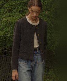 Melange premium wool jacket_Black