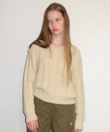Anna alpaca cable sweater - cream beige