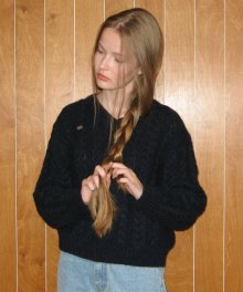 Anna alpaca cable sweater - navy