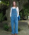 Letter patch denim overall