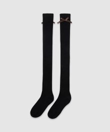 Ribbon over knee socks_Black