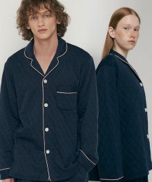 (couple) Quilted Navy Pajama Set