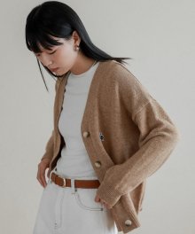 Lossy  Cashmere Patch V Cardigan_beige