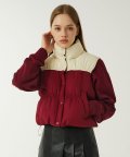 W COLOR BLOCK PADDING VEST [WINE]