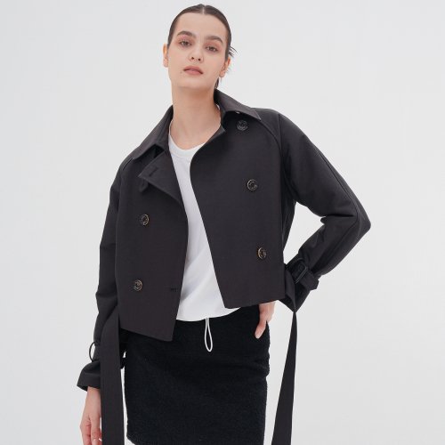 Cropped Trench Coat _Black