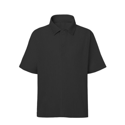 [Unisex] Футболка плиссе с воротником поло [Black]