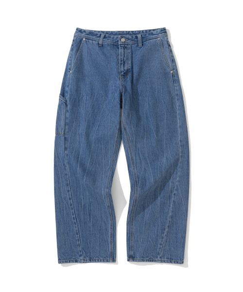 Широкие джинсовые брюки с изогнутым кроем Washing Blue