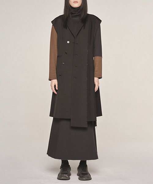 Patch Work Long Vest_RQVAA23501BKX