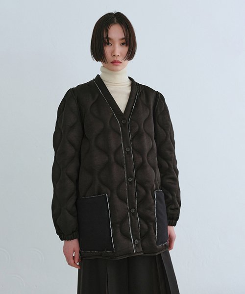 Quilting Y Line Cardigan Jumper_RQUAW23524BKX