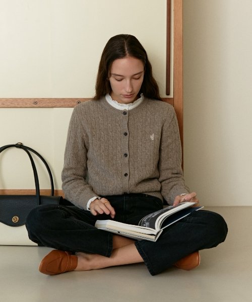 MUSINSA | DEPOUND Cable cardigan [oatmeal]