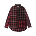 PATCH WORK CHECK SHIRT RED