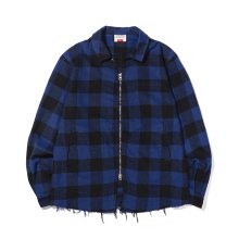 SHIRRING CHECK SHIRT BLUE