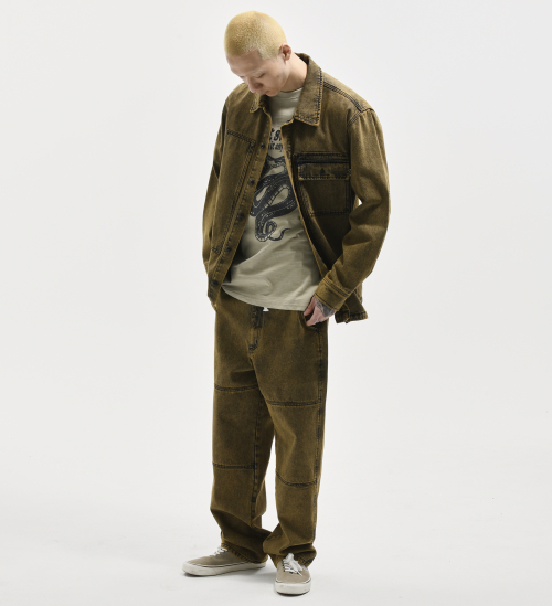 ACID WASHED POCKET SHIRT BEIGE