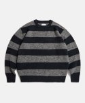 에스피오나지(ESPIONAGE) Hairy Border Stripe Knit Sweater Navy