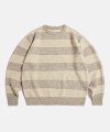 Hairy Border Stripe Knit Sweater Taupe