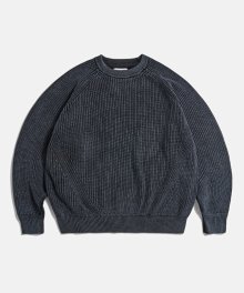 Pigment Dyed Raglan Knit Sweater Navy