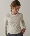 블랭크03(BLANK03) lace jacquard cropped t-shirt [Italian fabric] (light grey)