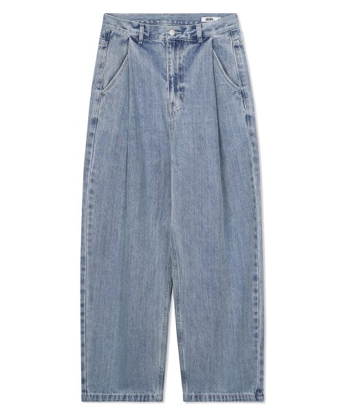 MUSINSA OIOICOLLECTION Tuck Wide W Denim Pants Light Blue