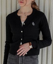 Lossy  Cashmere Cable Patch Cardigan_black