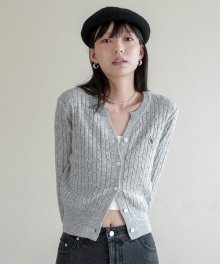 Lossy  Cashmere Cable Patch Cardigan_gray
