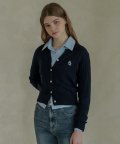 Lossy  Cashmere Cable Patch Cardigan_navy