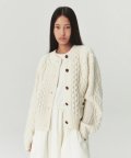 Fisherman Heavy Wool Knit Cardigan - Warm White