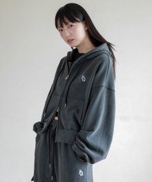 Lossy  Pigment Patch Hood Zip-Up_charcoal