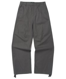 Curved Cotton Pants - Grey