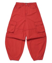 Ballon Dyed Cargo Pants - Red