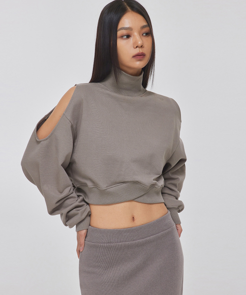 SHOULDER CUTOUT HIGH-NECK SWEATSHIRTS_T326TP105