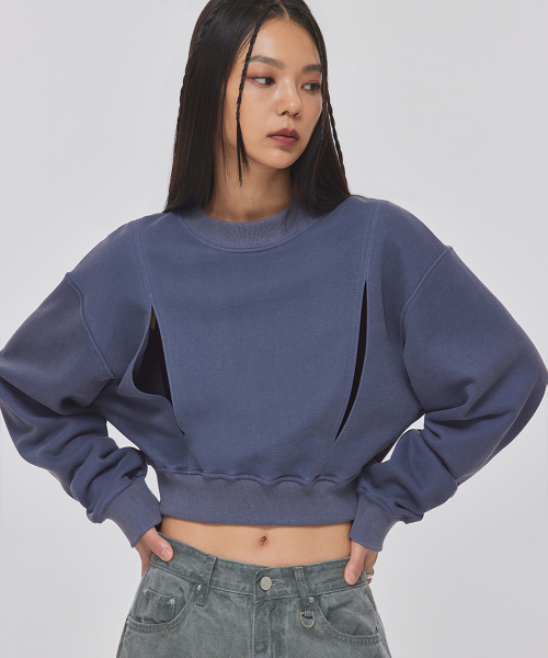 DOUBLED CUTOUT PIGMENT SWEATSHIRTS_T326TP113