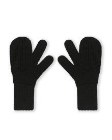 FINGER HOLE WOOL BLENDED KNIT GLOVES MELANGE BLACK