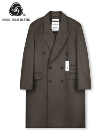 OVERSIZED CASHMERE DOUBLE BREASTED COAT MELANGE DARK OLIVE