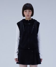 hoodie zip-up vest BLACK
