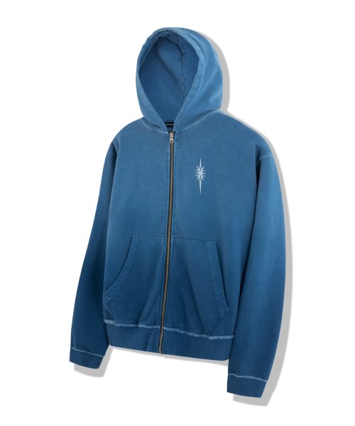 Pigment Dyed Zip-Up Hoodie (Blue)
