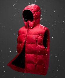 DETACHABLE HOODED PUFFER PADDING VEST-RED