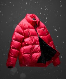 DETACHABLE HOODED PUFFER DOWN JACKET-RED