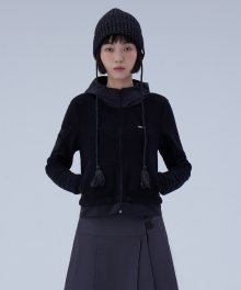 Fleece zip-up hoodie BLACK