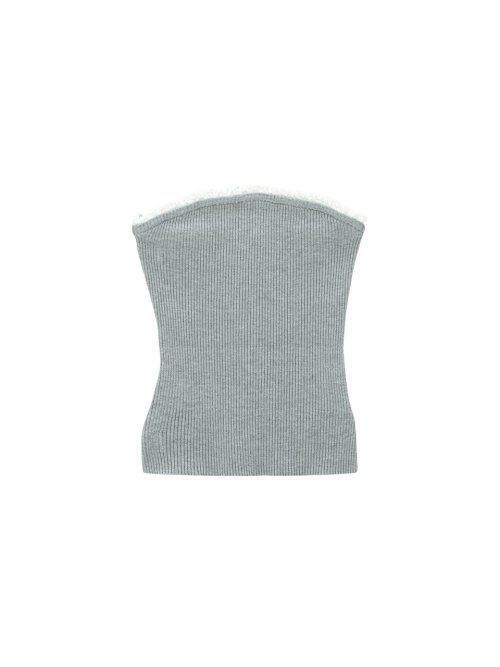Logo Frill Knit Tube Top_gray