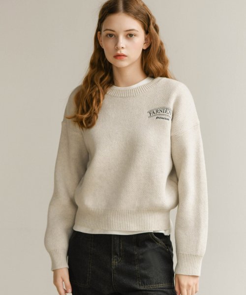 MUSINSA | PIGMENT Mild embroidery round knit (PBCF-NSWW020)