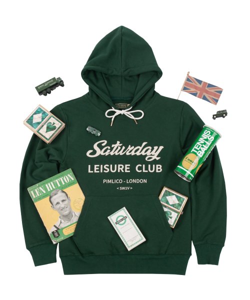 Saturday Leisure Club Logo Leisure Hoodie(Unisex) - Green