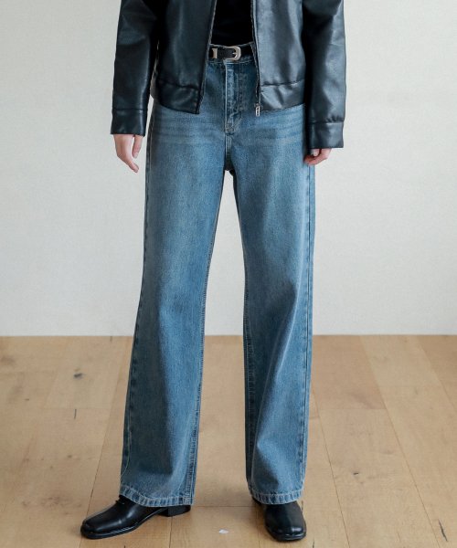 Lossy semi-wide denim pants_brushblue