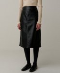블랭크03(BLANK03) faux leather A-line skirt (black)
