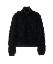 Faux Mongolian Shearling Jacket Black