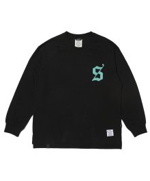 OLD LETTER  OVERSIZED LONG SLEEVES T-SHIRTS BLACK