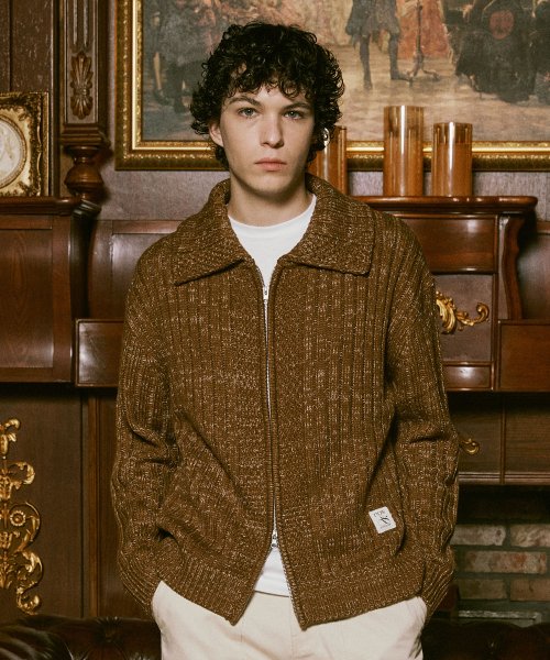 COLLAR ZIP-UP CARDIGAN [2 COLOR]