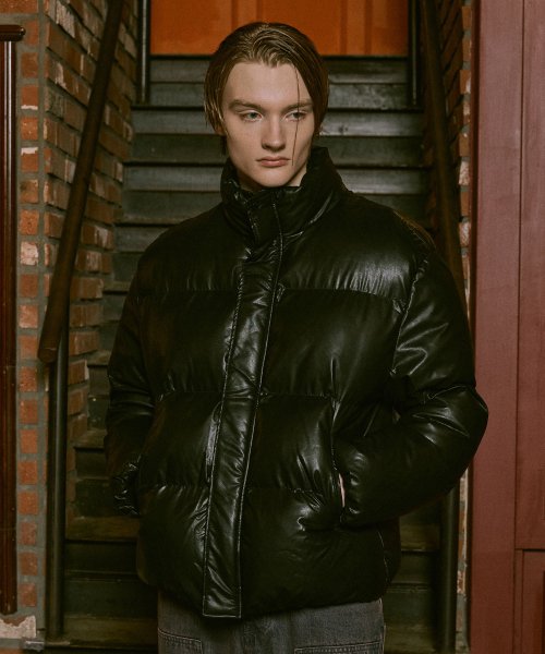 LEATHER PUFFER JUMPER [2 COLOR]