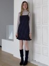 Frill Mini Dot Sleeveless Dress - NAVY