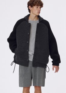 Bulky wool padded varsity jacket_Charcoal